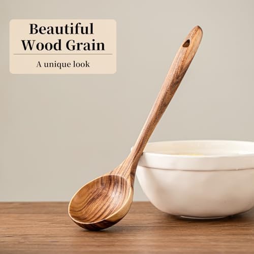 Gudamaye 13 Inch Natural Teak Wooden Soup Ladles