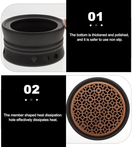 Japanese Ceramic Teapot Warmer Candle Stand Tea Heating Tool Black