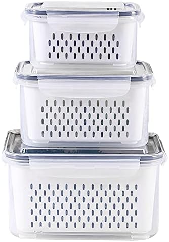 3Pack Fridge Food Storage Containers with Strainer