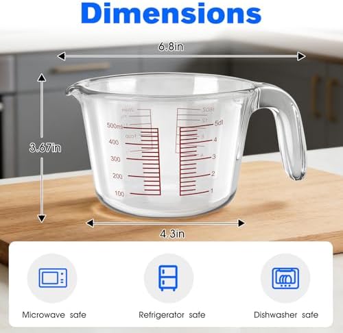 2-Cup Liquid Glass Measuring Cups 16 OZ for Kitchen Baking Coffee