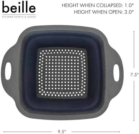 Beille 1pc Compact Collapsible Colander, Polypropylene Small Kitchen