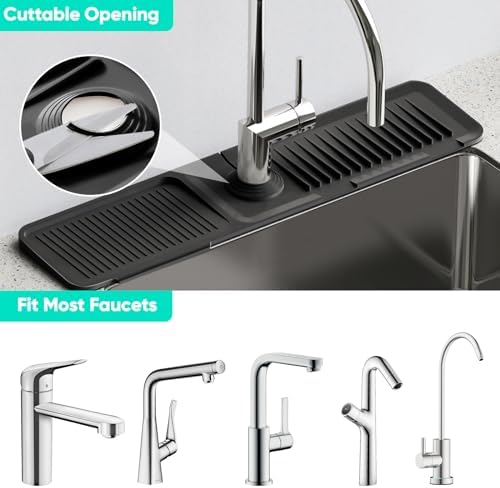 24'' Longer Faucet Mat for Kitchen Sink Splash Guard Drain Mat Behind