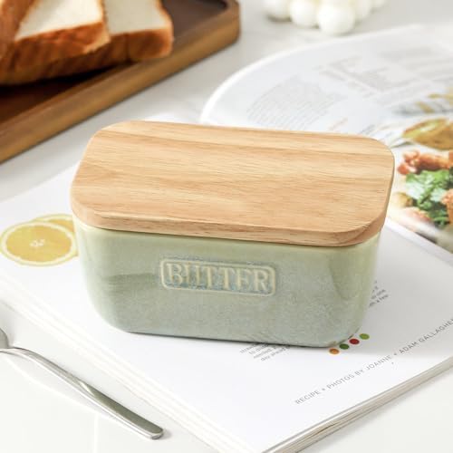 HVH Ceramic Butter Dish with Lid for Countertop, Airtight Butter