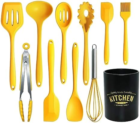11-Piece Silicone Cooking Utensils Set, Yellow