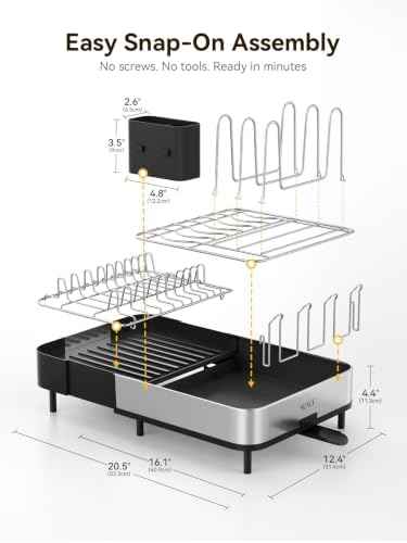 SUNLY Expandable Stainless Steel Dish Drying Rack, Black