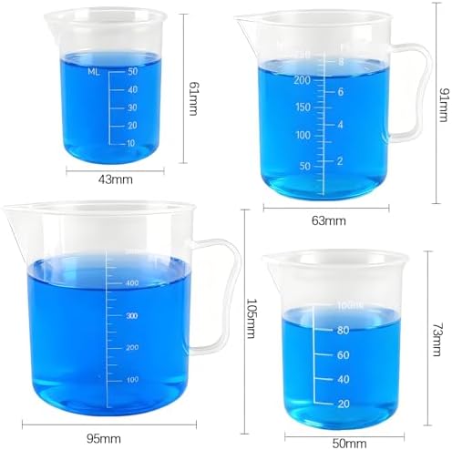 TISMART Plastic Beaker 4 Pack Measuring Cup Set