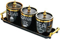Fenteer 3 Piece Ceramic Canisters Set for Sugar Coffee Tea Storage