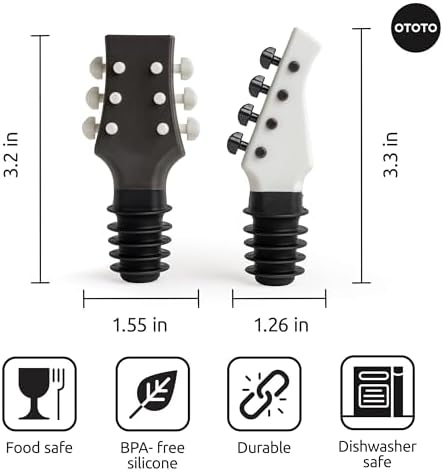 OTOTO Guitar Wine Stoppers Set - Wine Cork, Wine Cap - Unique Kitchen