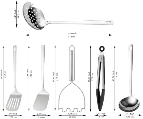 Kyraton Stainless Steel Kitchen Utensils Set 6 Pieces, Cooking Utensil