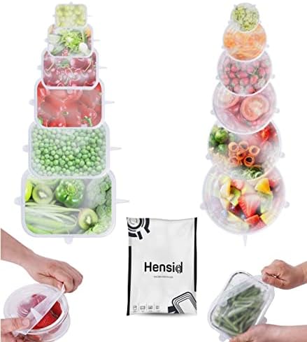 Pack 12 Silicone Stretch Lids | BPA-Free Stretchable Round and Square