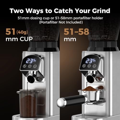 Conical Burr Coffee Bean Grinder, 48 Settings, 40-Second Timer