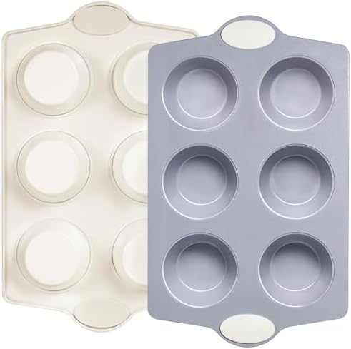 BRONYPRO 2-Pack 6-Cup Non Toxic Nonstick Ceramic Jumbo Muffin Pan &