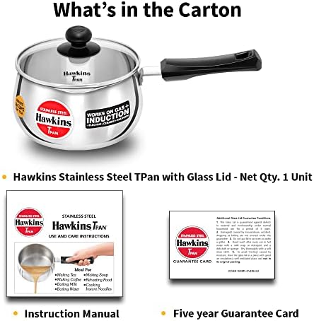 Hawkins 2 Litre Tpan, Stainless Steel Tea Pan with Glass Lid