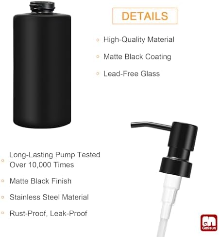 GMISUN Black Soap Dispenser, Hand Soap Dispenser for Bathroom, Dish