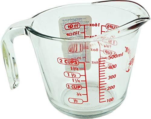 Anchor Hocking 2 Cup (16 Ounce) Glass Measuring Cup, clear glass with