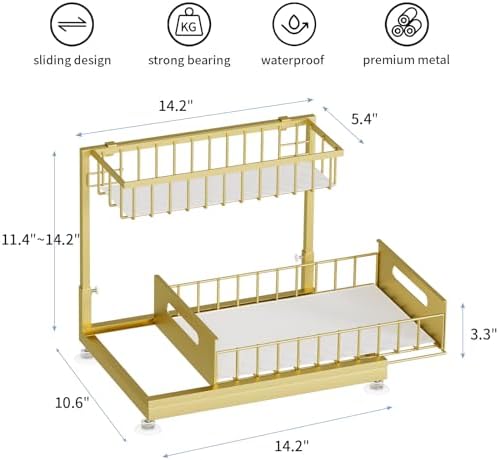 Saydear 2-Pack L-Shaped Under Sink Organizer, 2-Tier Pull-out Cabinet