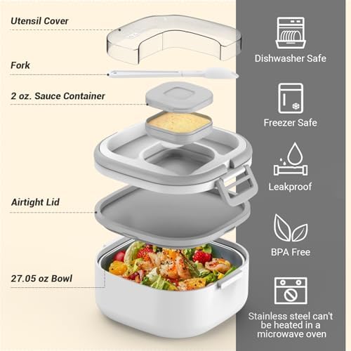 PEDECO Single-Layer Bento Lunch Box for Kids & Adults with Removable
