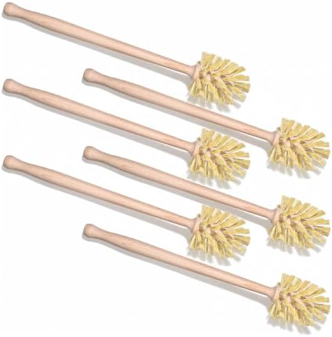 6-Pack Natural Wood Dish Brush Set with Long Beechwood Handle & Sisal
