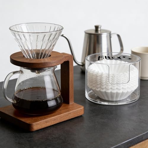 Acrylic Coffee Filter Holder with Lid, Reusable Coffee Filter Storage