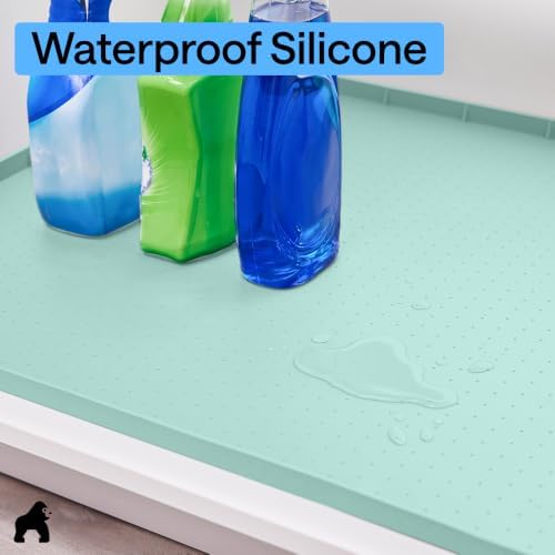 GORILLA GRIP Silicone Under Sink Mat, 34x22, Mint and Microfiber Dish