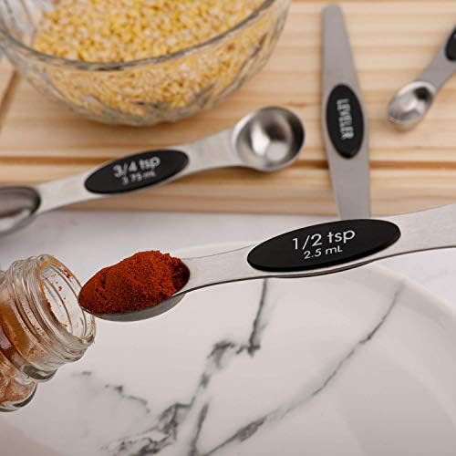 Magnetic Measuring Spoons Sets of 9 Stainless Steel Dual Sided