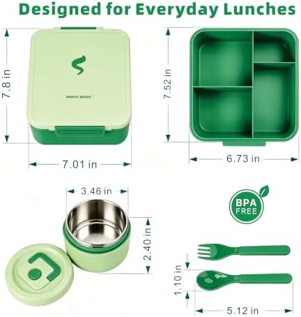 Kids Bento Lunch Box with 10 oz Insulated Food Jar for School