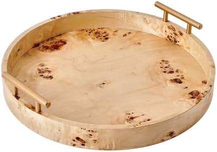 Round Burl Wood Decorative Serving Tray