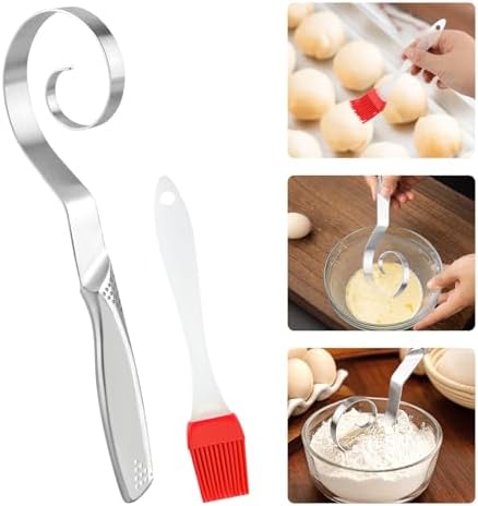 10" Stainless Steel Danish Dough Whisk, Sourdough Bread Mixing Tool