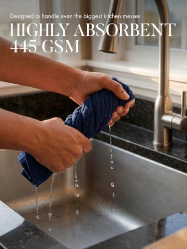 Bumble Kitchen Towels (6-Pack), 16"x25", 100% Cotton, Dish Towels Navy
