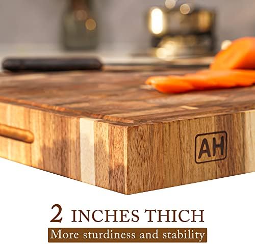 AZRHOM Acacia End Grain Wood Cutting Board, 24 x 18 x 2 in