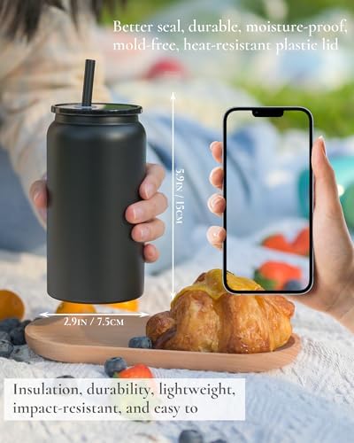 16 oz Tumbler, Insulated Tumbler with Straw, Iced Coffee Tumbler