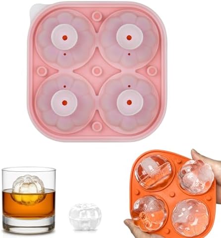 Orange 3D Pumpkin Ice Cube Tray for Freezer, Halloween Pumpkin Ice