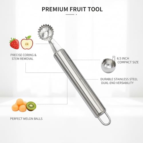 Stainless Steel Fruit Corer and Melon Baller - Dual-End Kitchen Tool