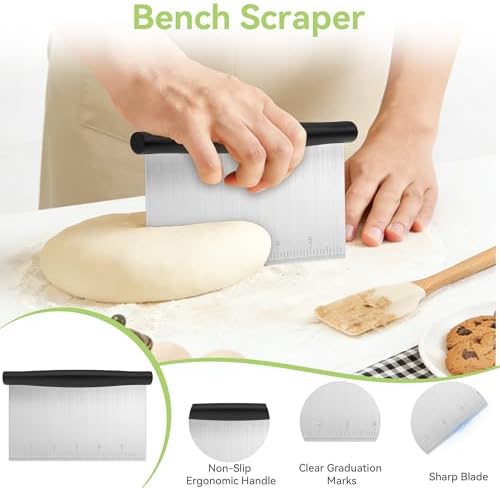 USLAI Large Pastry Blender & Bench Scraper Set, Heavy Duty, 4 Inch