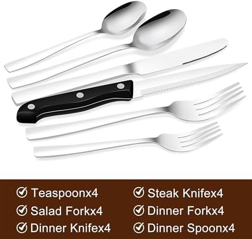 24-Piece Silverware Set Flatware Set for 4, Mirror Polished Stainless