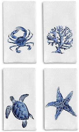 Coastal Kitchen Towels - Set of 4 - Decorative Dish and Hand Towels