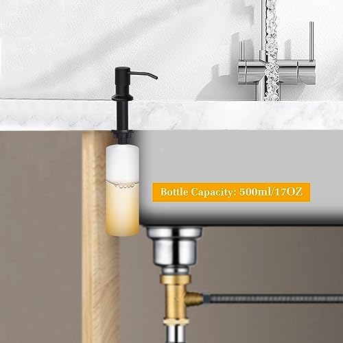 Built-in Kitchen Sink Soap Dispenser, 17 OZ, Black