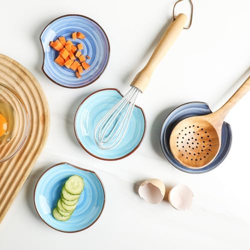 KitchenTour Spoon Rest for Stove Top, 4.7 inch Ceramic Spoon Holder