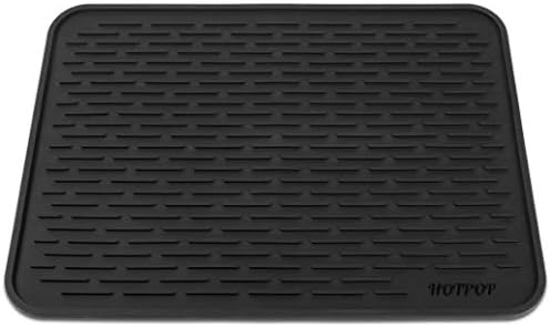 HOTPOP XXL 24"x18" Large Black Dish Silicone Drying Mat and Trivet