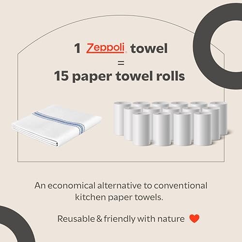 Zeppoli Classic Dish Towels - 15 Pack - 14" by 25" - 100% Cotton