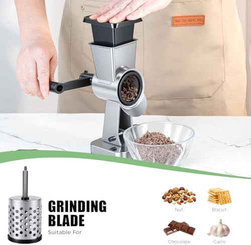 LHS Stainless Steel Rotary Cheese Grater, 3 Blades