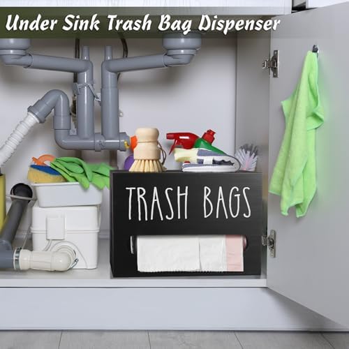 DRASTAR Trash Bag Dispenser, Large Wooden Trash Bag Holder Wall Mount