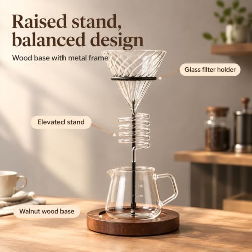 Spiral Pour Over Coffee Maker Set with Stand, 400ml