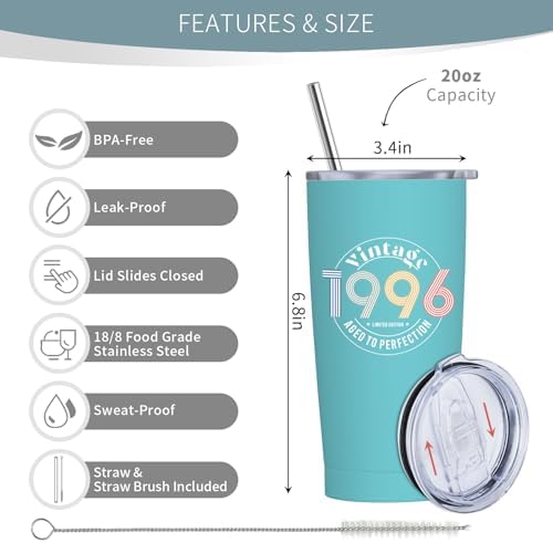 30th Birthday Gifts for Women, 1996 Birthday Tumbler 20oz