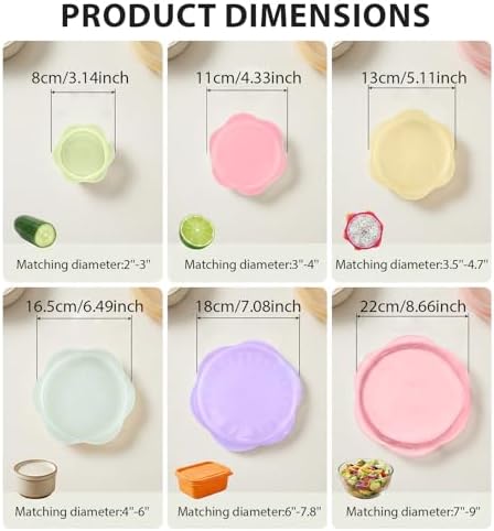 12 Pcs Reusable Silicone Stretch Lids