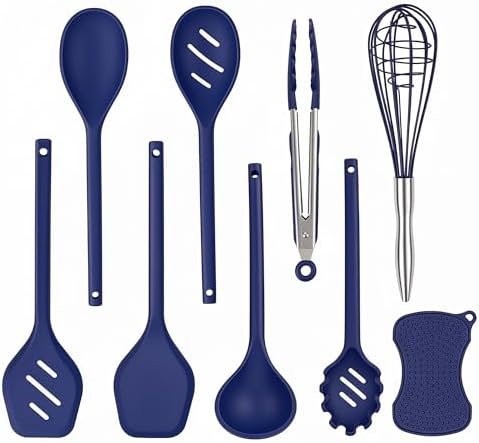 Kitchen Utensils Set, 9 PCS Silicone Cooking Utensils, Navy Blue