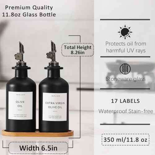 HOMCDALY 12 oz Glass Olive Oil Dispenser