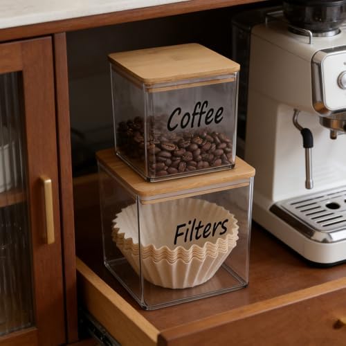 Coffee Bar Organizer Set, 2 Pack Clear PET Coffee Filter Holder and