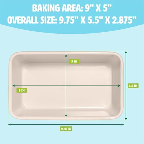Tasty Clean Ceramic Loaf Pan Set, 2-Pack of 9-Inch x 5-Inch Cake Pans
