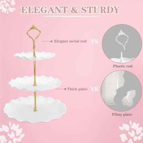 5 Pcs Dessert Table Display Set, Round Cupcake Stand, White